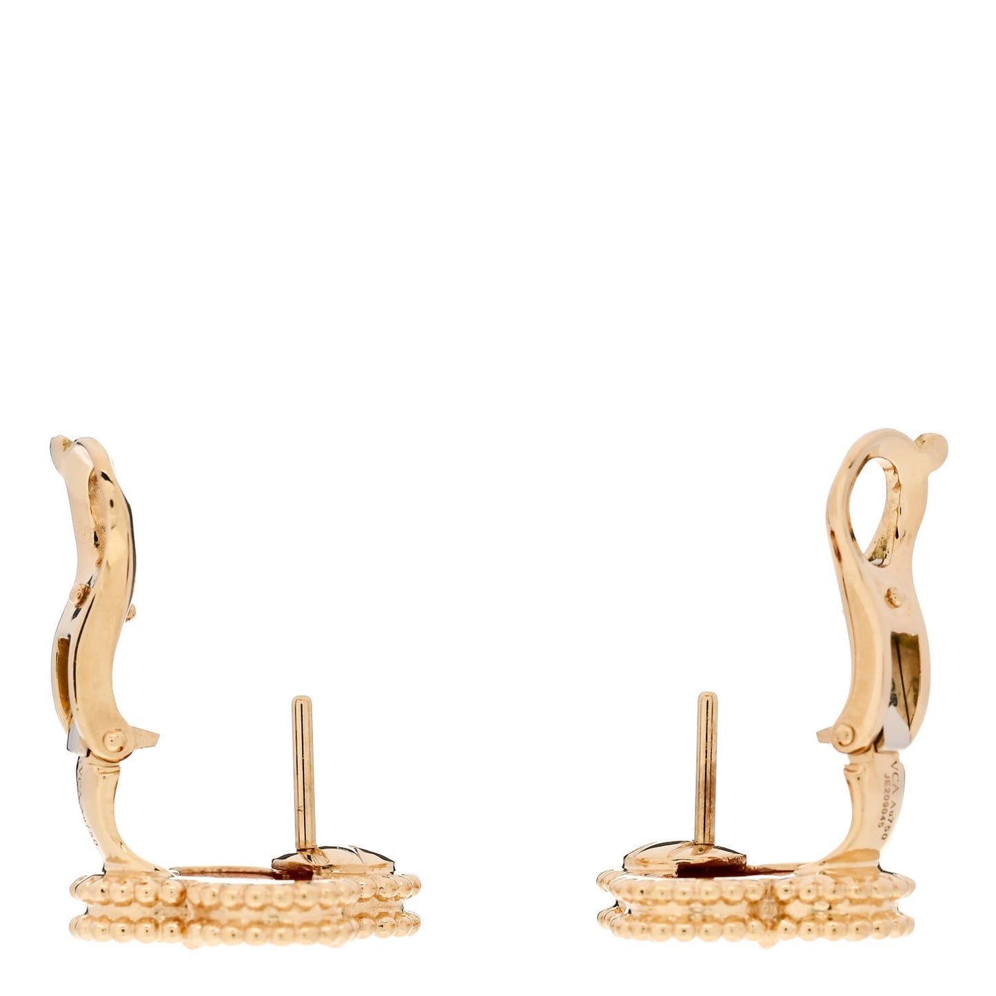 18K Yellow Gold Carnelian Vintage Alhambra Earrings
