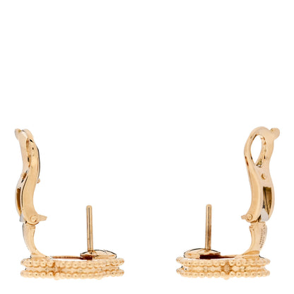 Van Cleef & Arpels 18K Yellow Gold Carnelian Vintage Alhambra Earrings 3 of 4