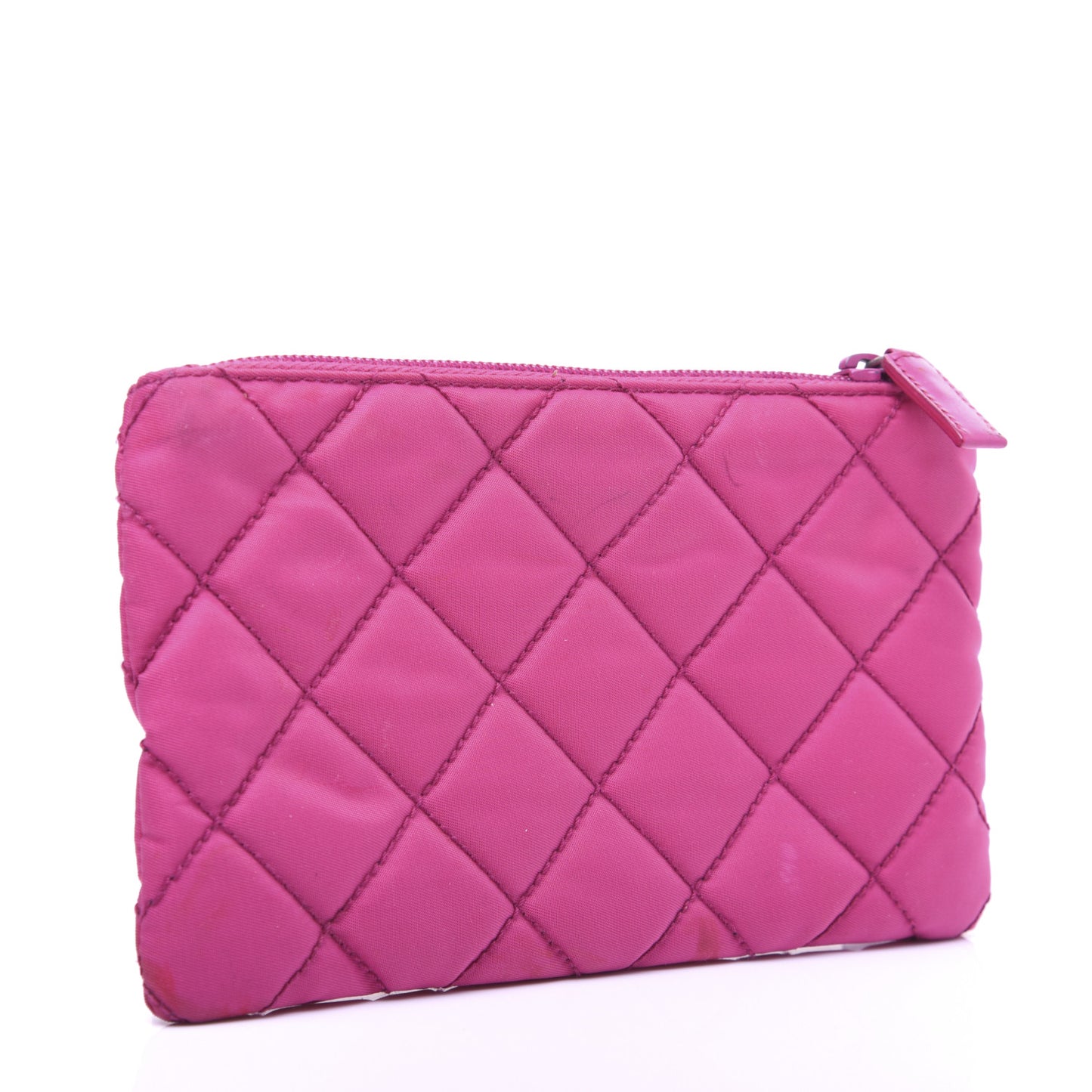 Nylon Tessuto Impuntu Pouch Fuxia