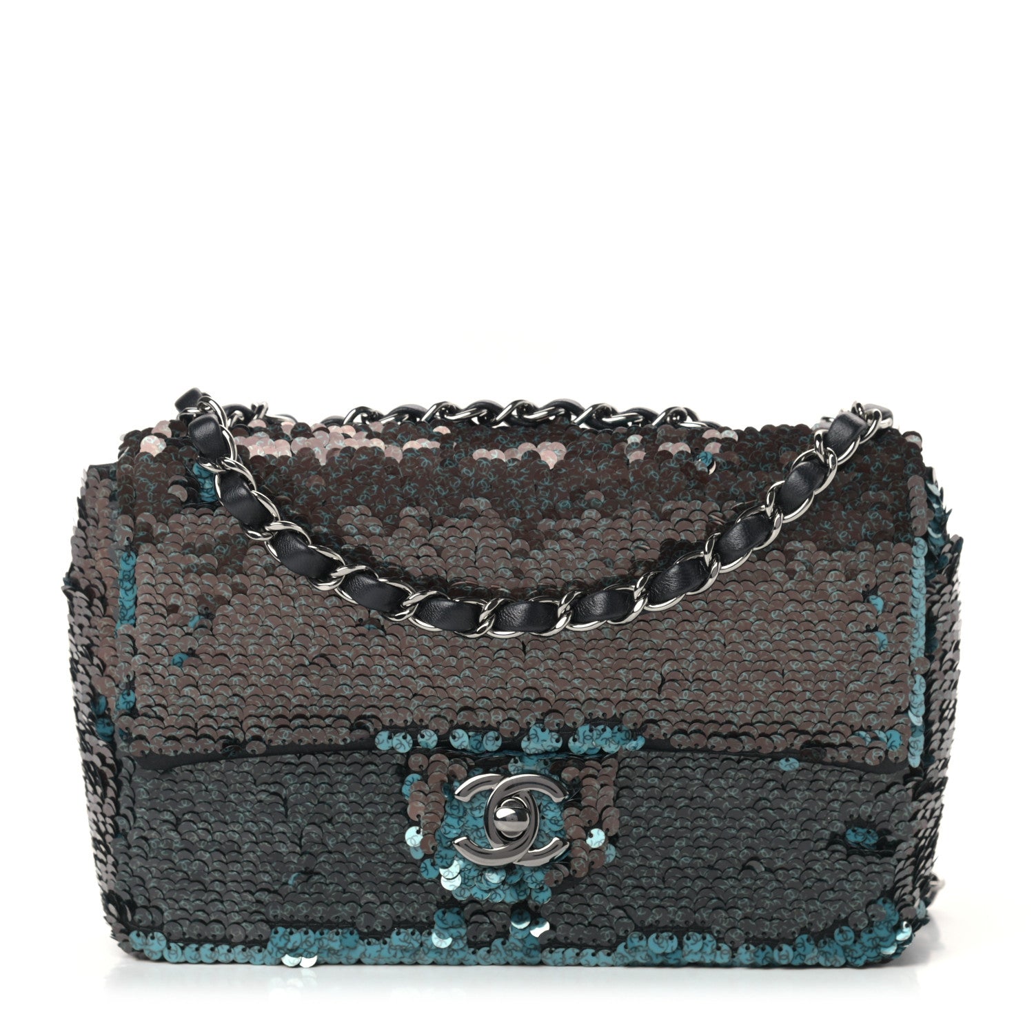 Chanel Sequin Lambskin Mini Flap Blue Black 3 of 17