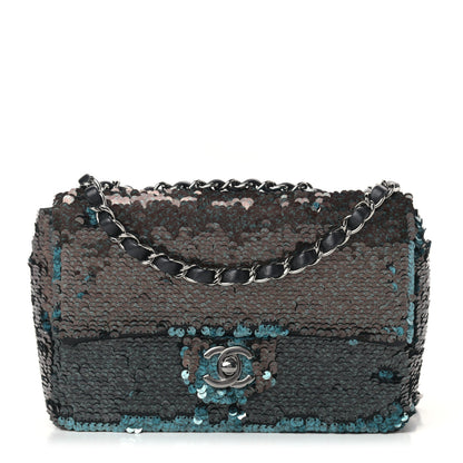 Chanel Sequin Lambskin Mini Flap Blue Black 3 of 17