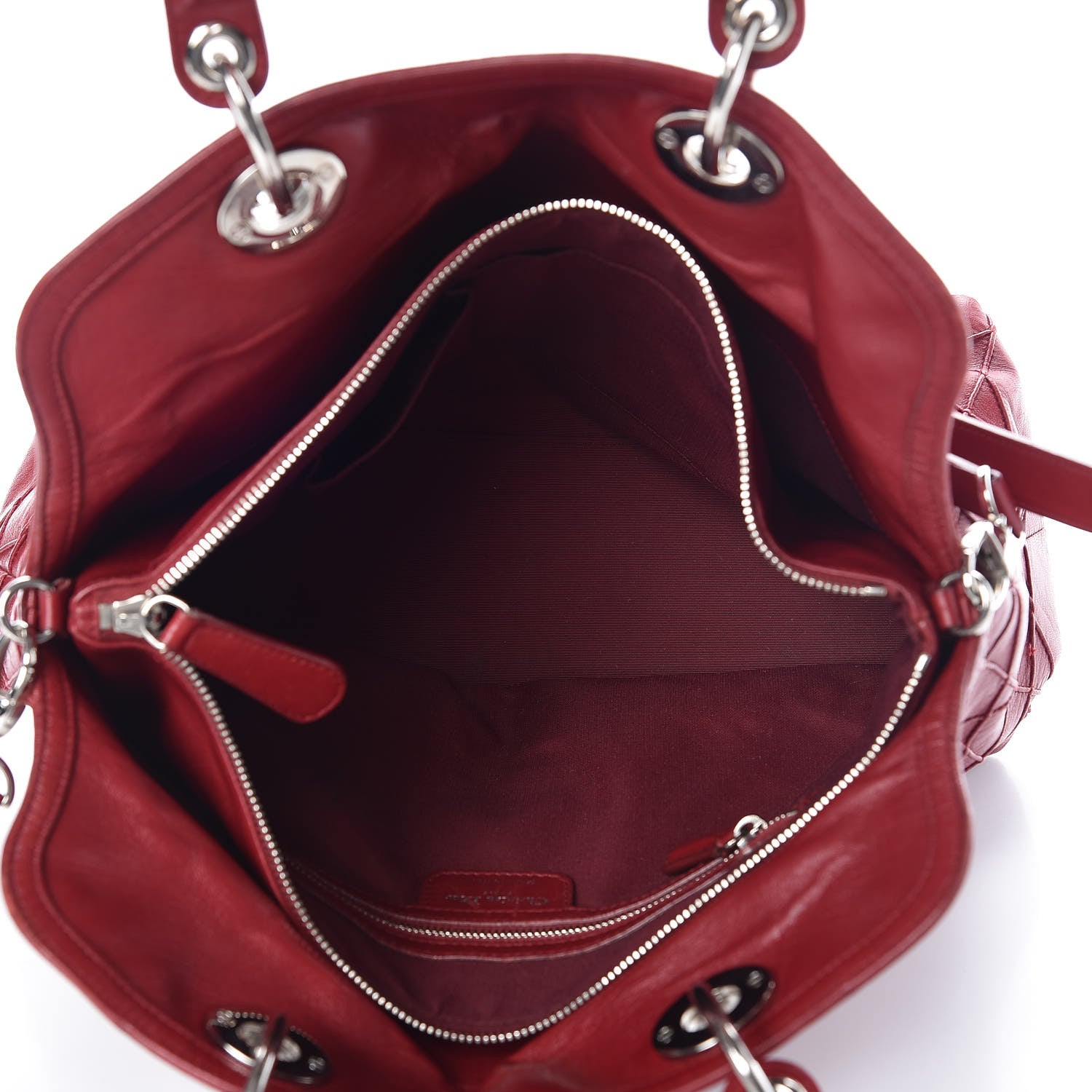 Christian Dior Lambskin Cannage Medium Granville Tote Red 6 of 22