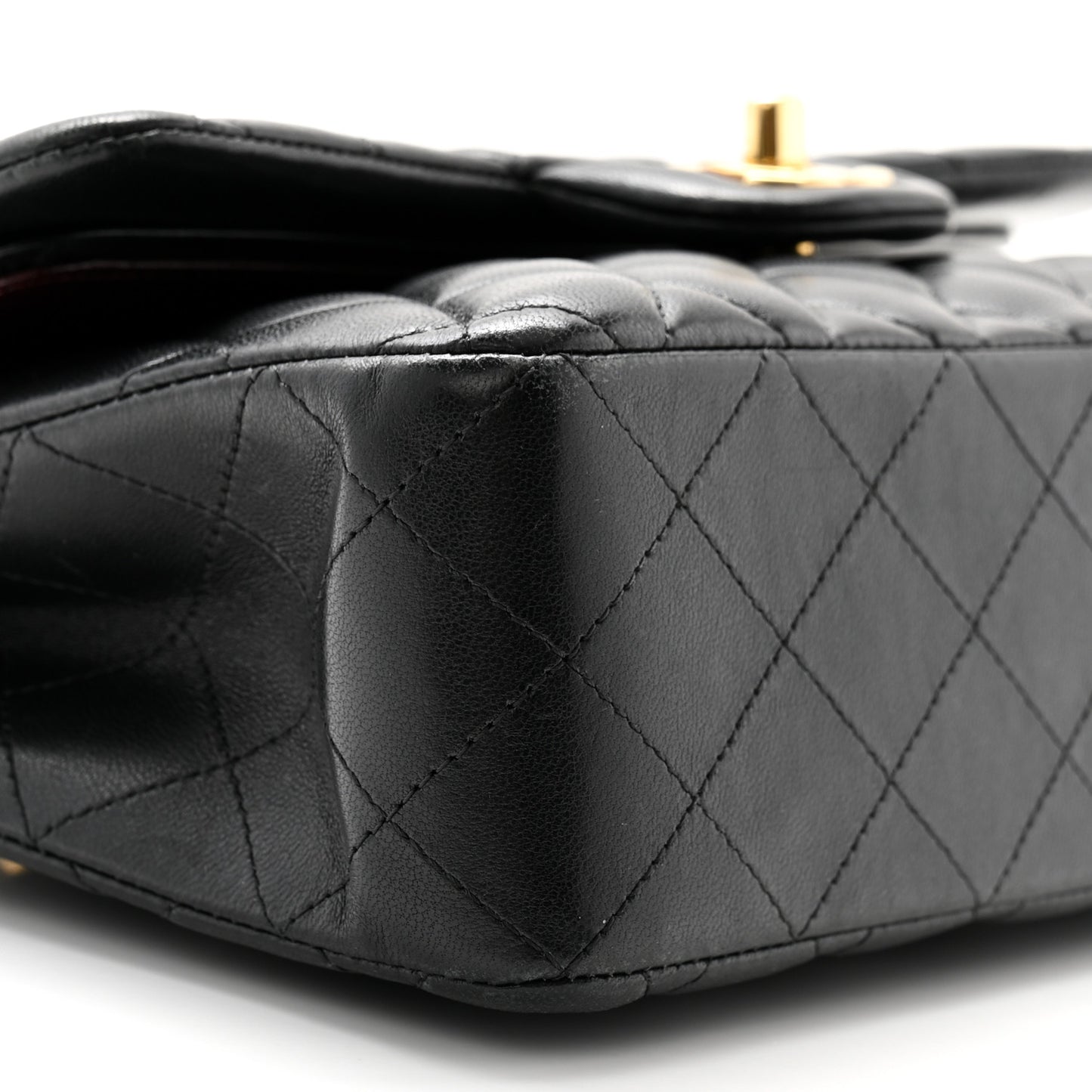 Lambskin Quilted Small Double Flap Black