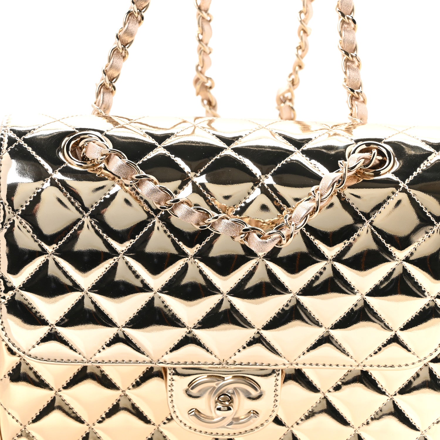 Chanel Mirror Calfskin Metallic Calfskin Quilted Hollywood Boulevard Backpack With Coin Purse Gold 11 of 12