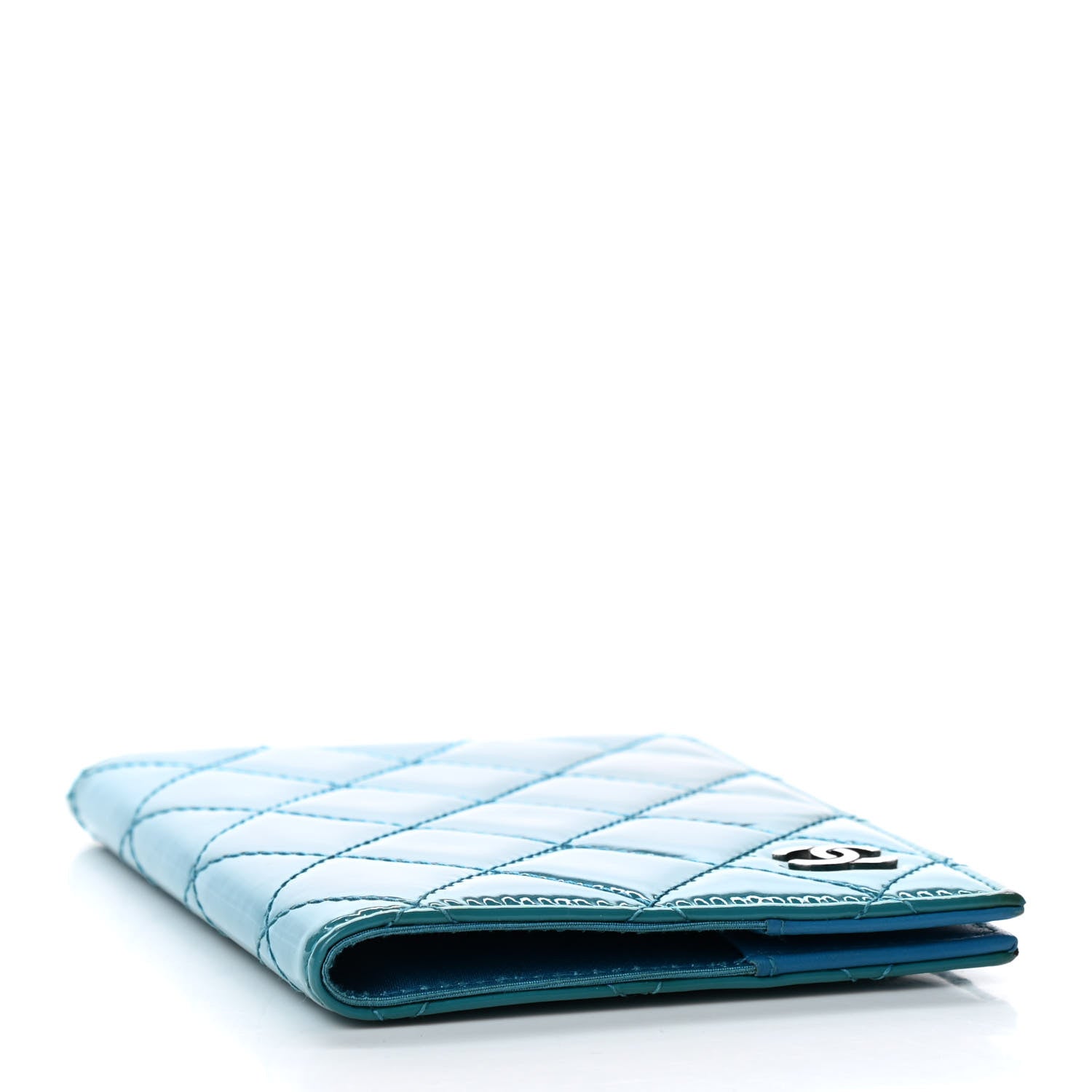 Chanel Patent Calfskin Quilted Passport Holder Blue 4 of 8