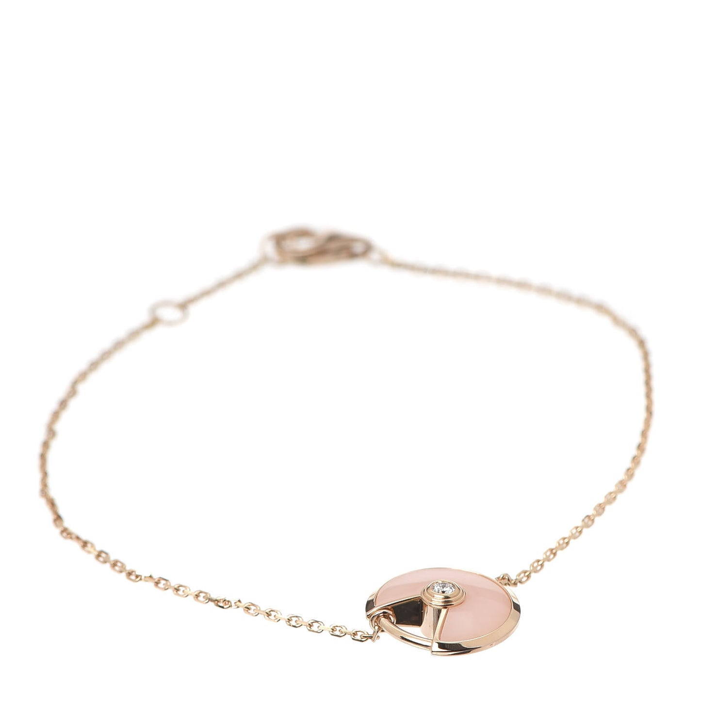 18K Pink Gold Diamond Pink Opal Amulette de Cartier Bracelet