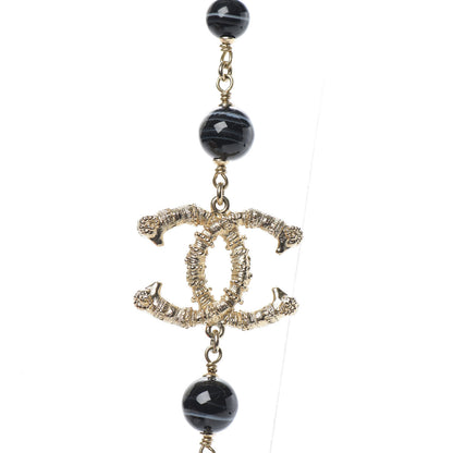 Chanel Beaded Sheep CC Long Necklace Gold Black 4 of 6