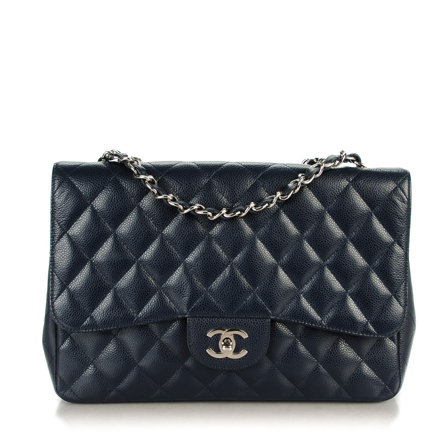 Chanel Caviar Jumbo Single Flap Navy Blue 1 of 8