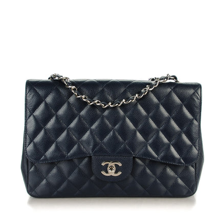 Chanel Caviar Jumbo Single Flap Navy Blue 1 of 8