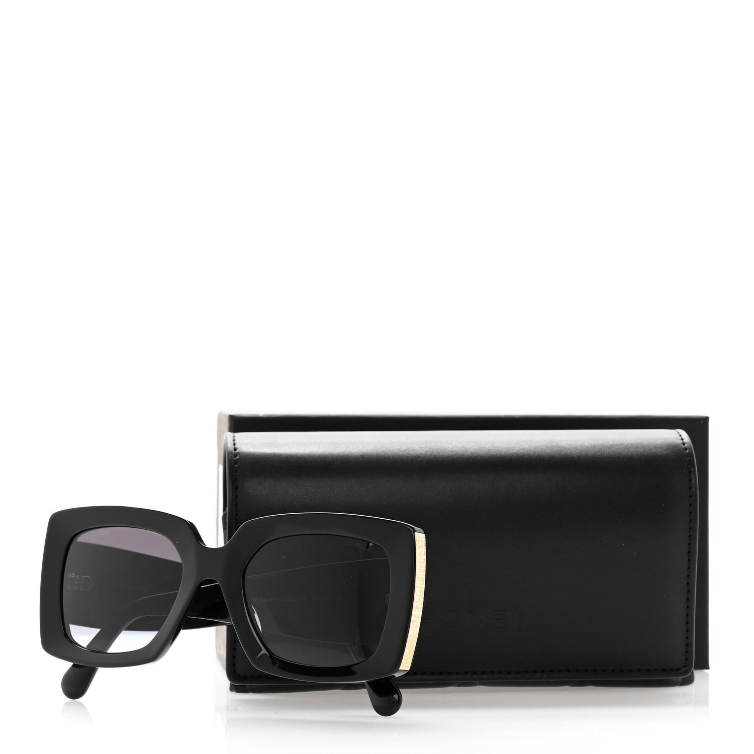 Chanel Acetate Rectangle Sunglasses 5435-A Black 10 of 10