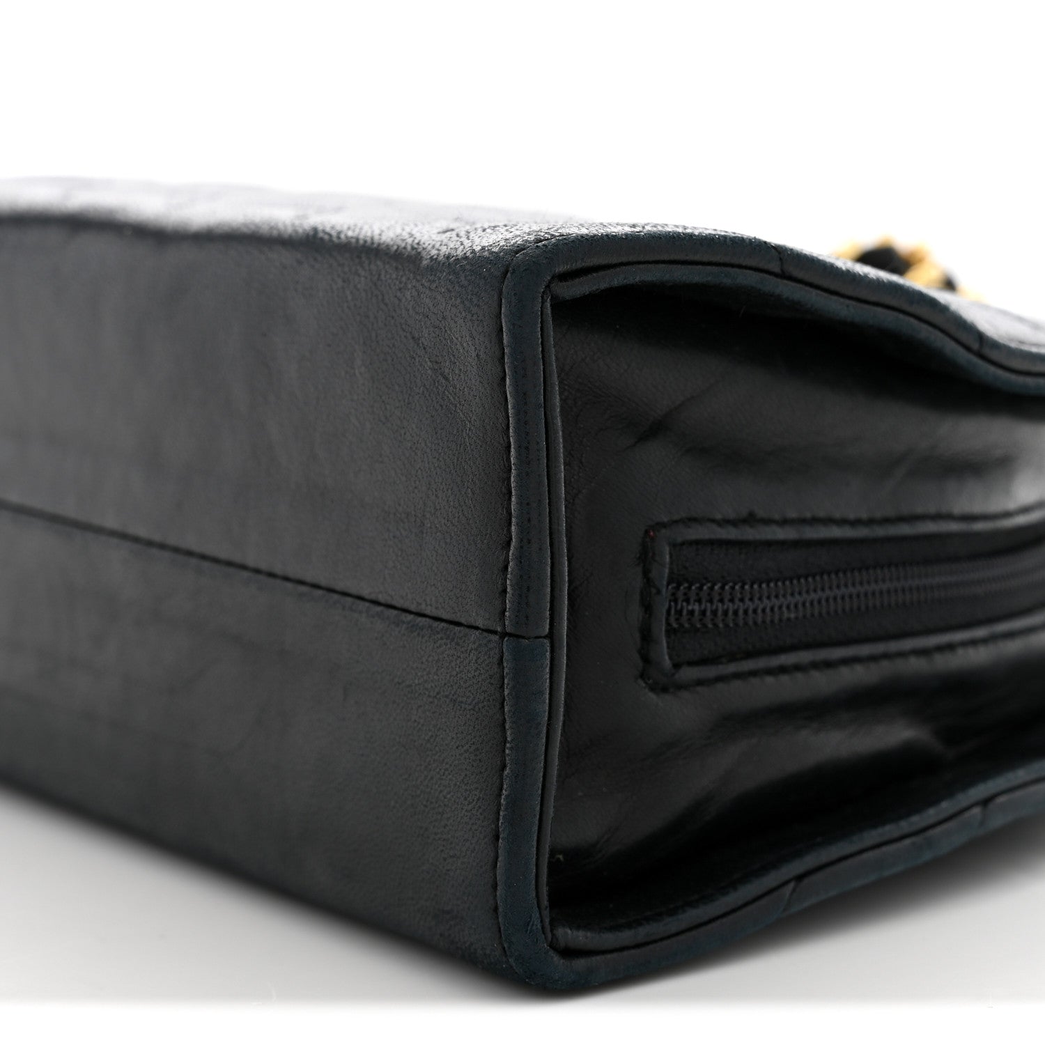 Chanel Lambskin Quilted Small Half Moon Clutch Black 10 of 12