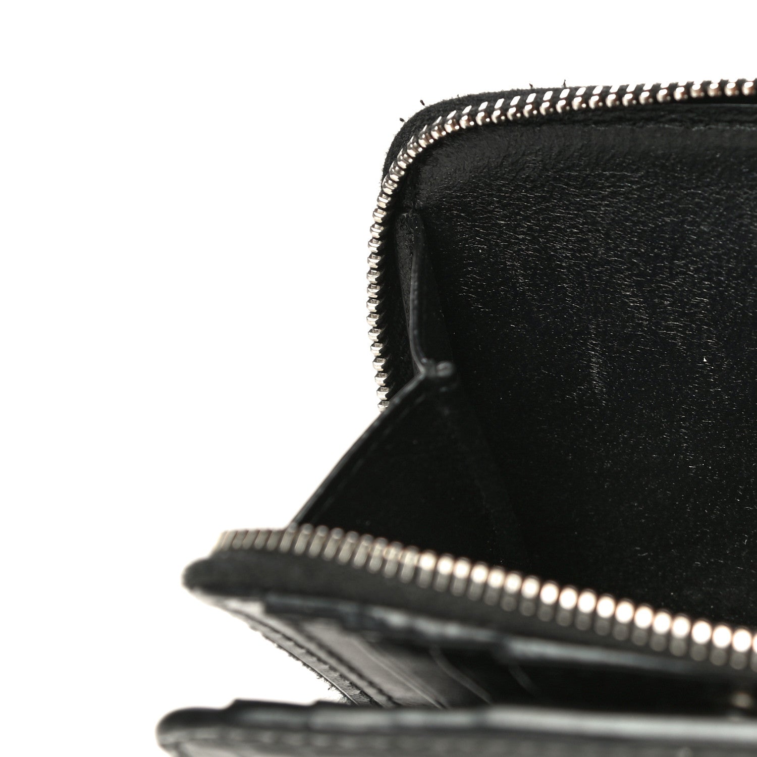 Saint Laurent Calfskin Crocodile Embossed Monogram Compact Wallet Black 11 of 13