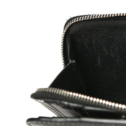 Saint Laurent Calfskin Crocodile Embossed Monogram Compact Wallet Black 11 of 13