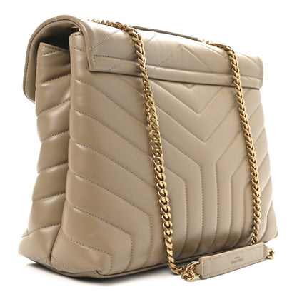 Saint Laurent Calfskin Y Quilted Monogram Medium Loulou Chain Satchel Natural Tan 3 of 10