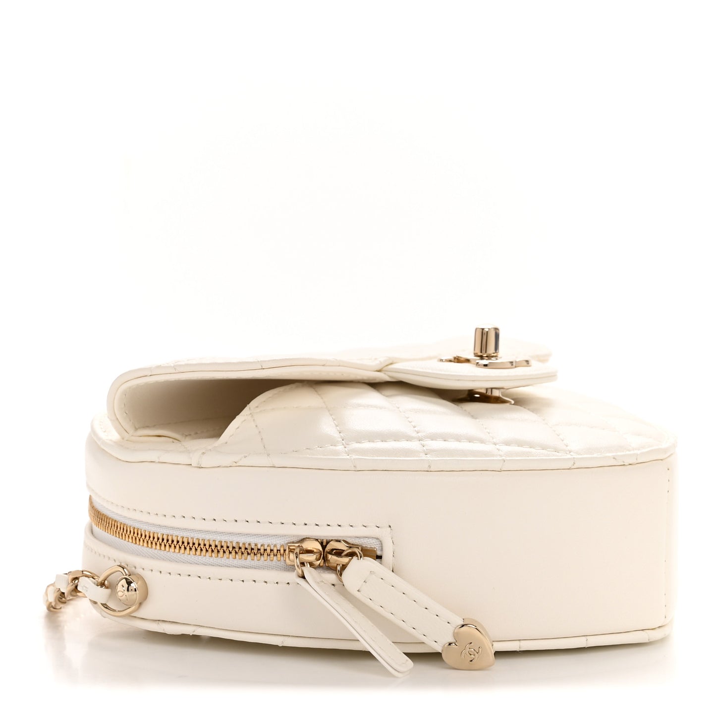 Lambskin Quilted CC In Love Heart Bag White