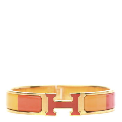 Hermes Enamel Narrow Clic Clac H Bracelet PM Rainbow Orange 1 of 5