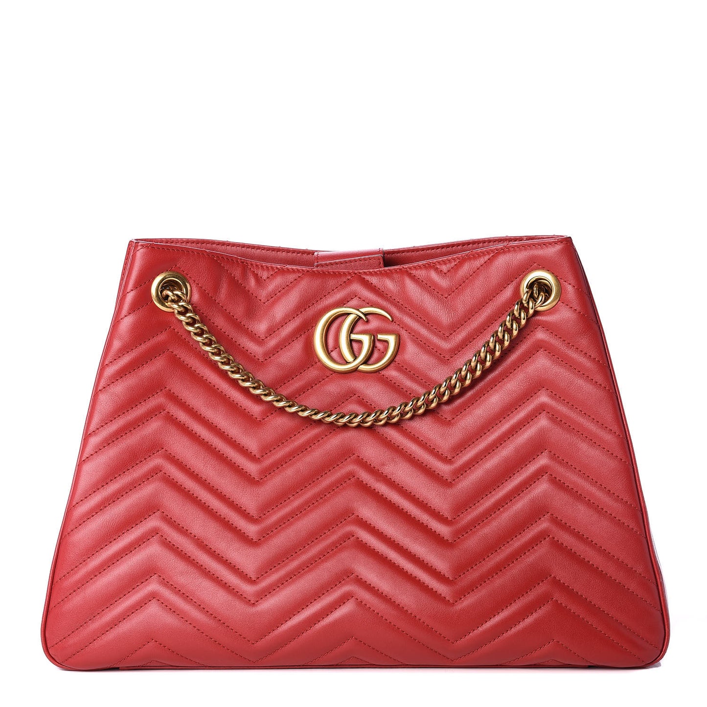 Calfskin Matelasse Medium GG Marmont Shoulder Tote Bag Hibiscus Red