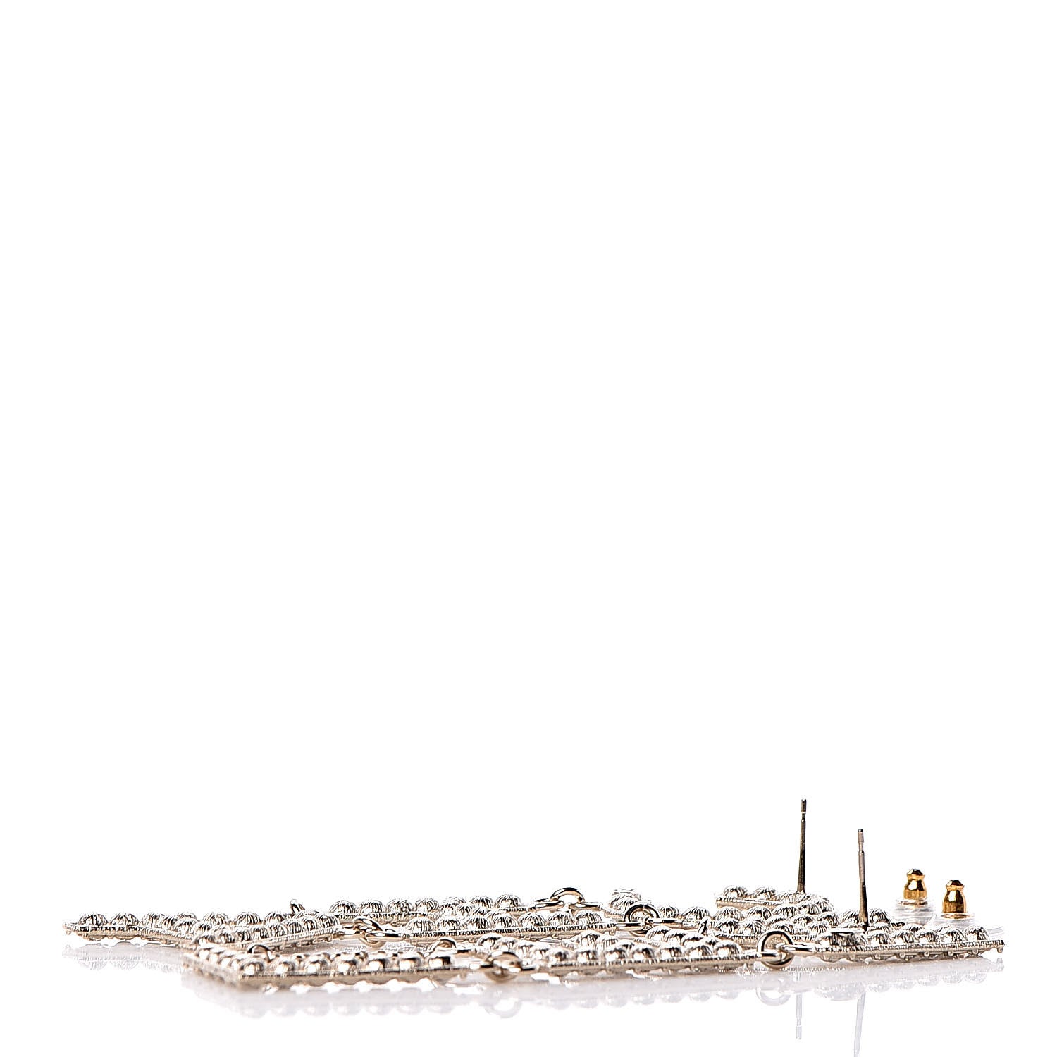 Chanel Crystal Cha-Nel Logo Drop Earrings Gold 3 of 5