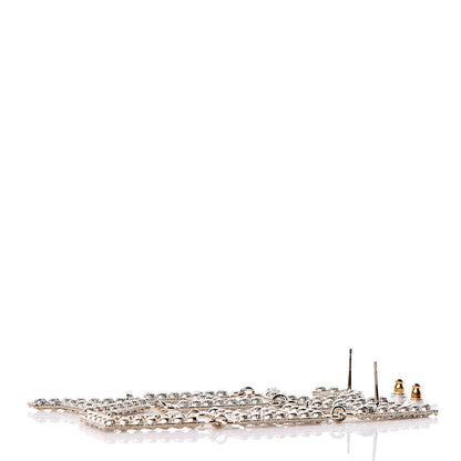 Chanel Crystal Cha-Nel Logo Drop Earrings Gold 3 of 5