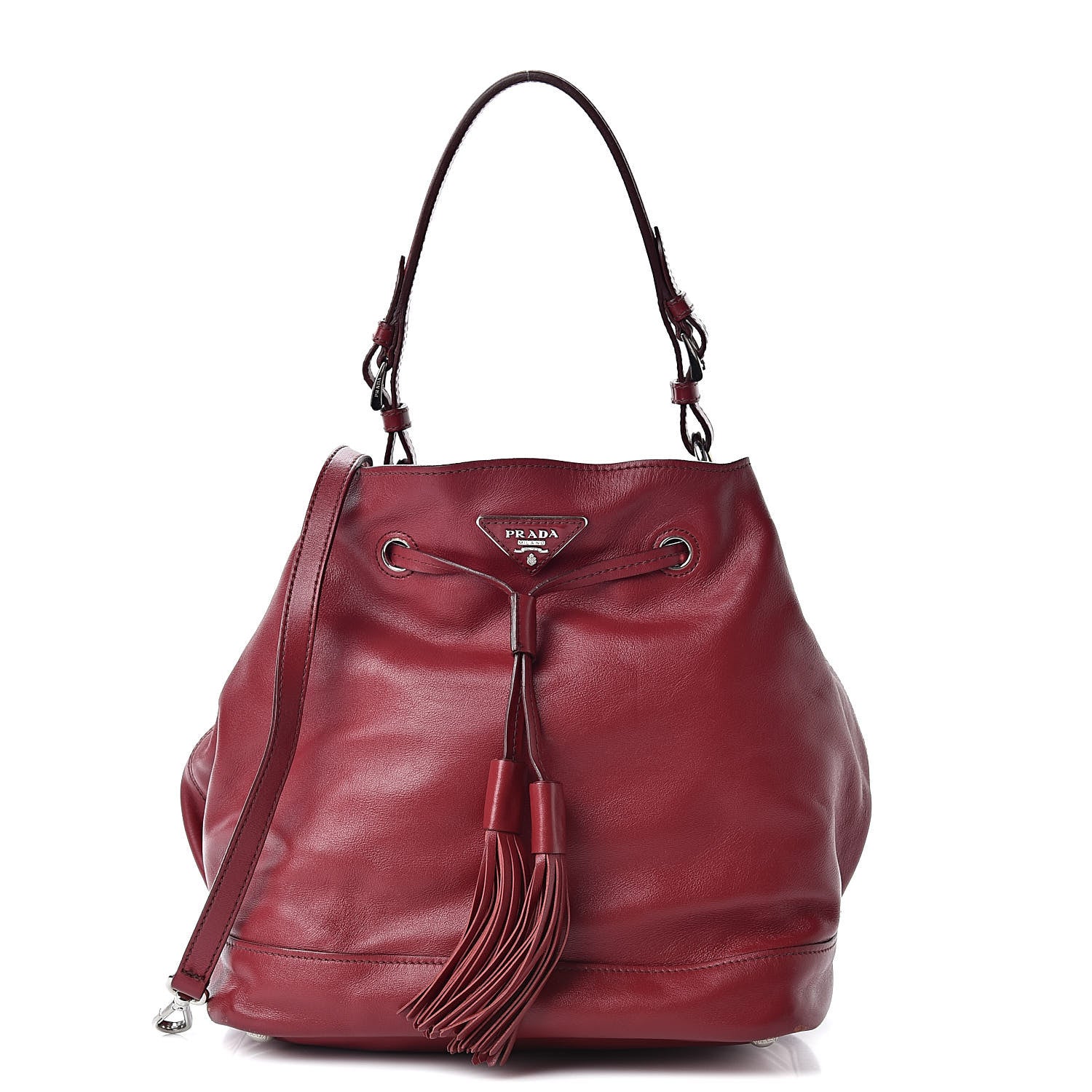 Prada Soft Calfskin Bucket Bag Rubino 1 of 17