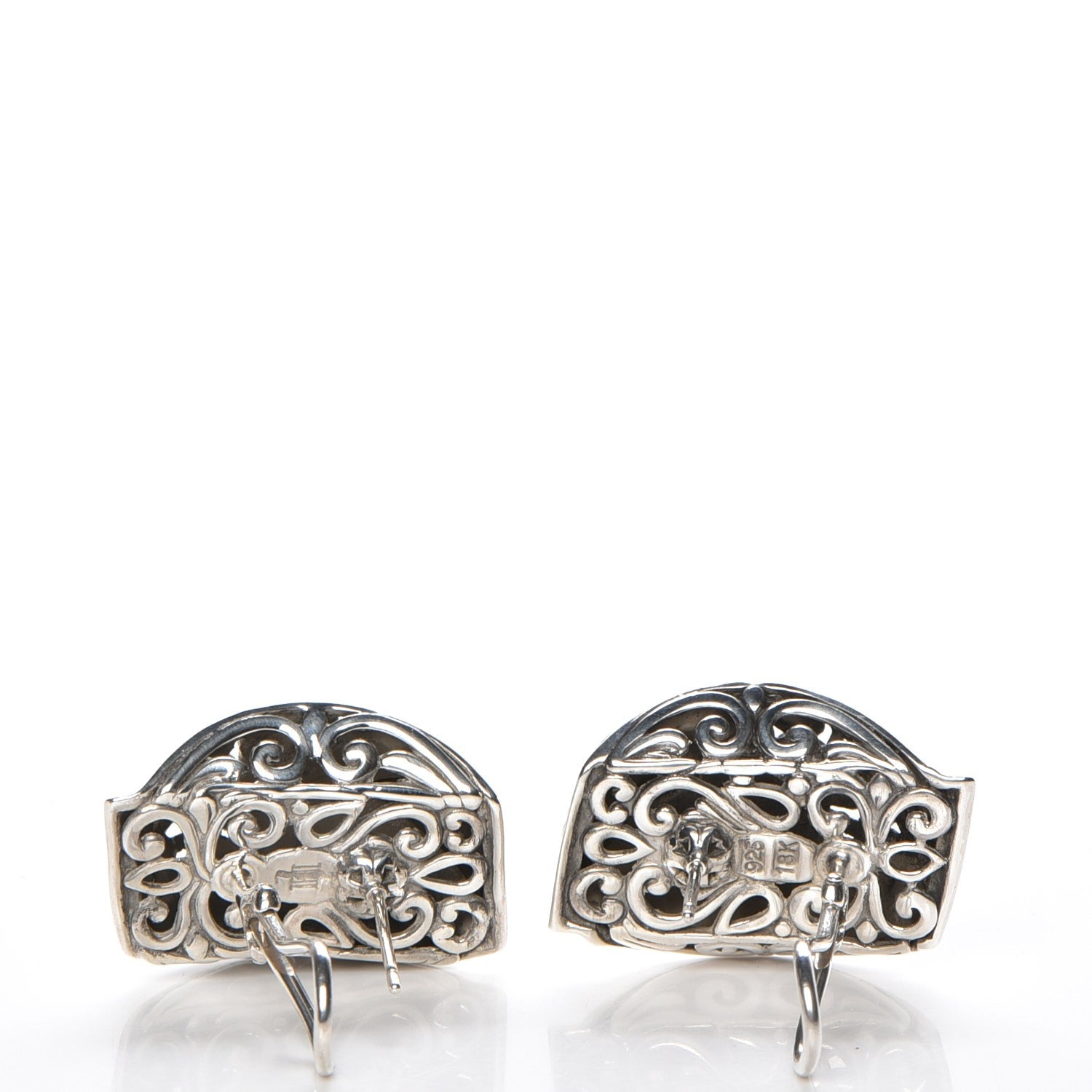 John Hardy Sterling Silver 18K Yellow Gold Fleur De Lis Lily Earrings 3 of 5