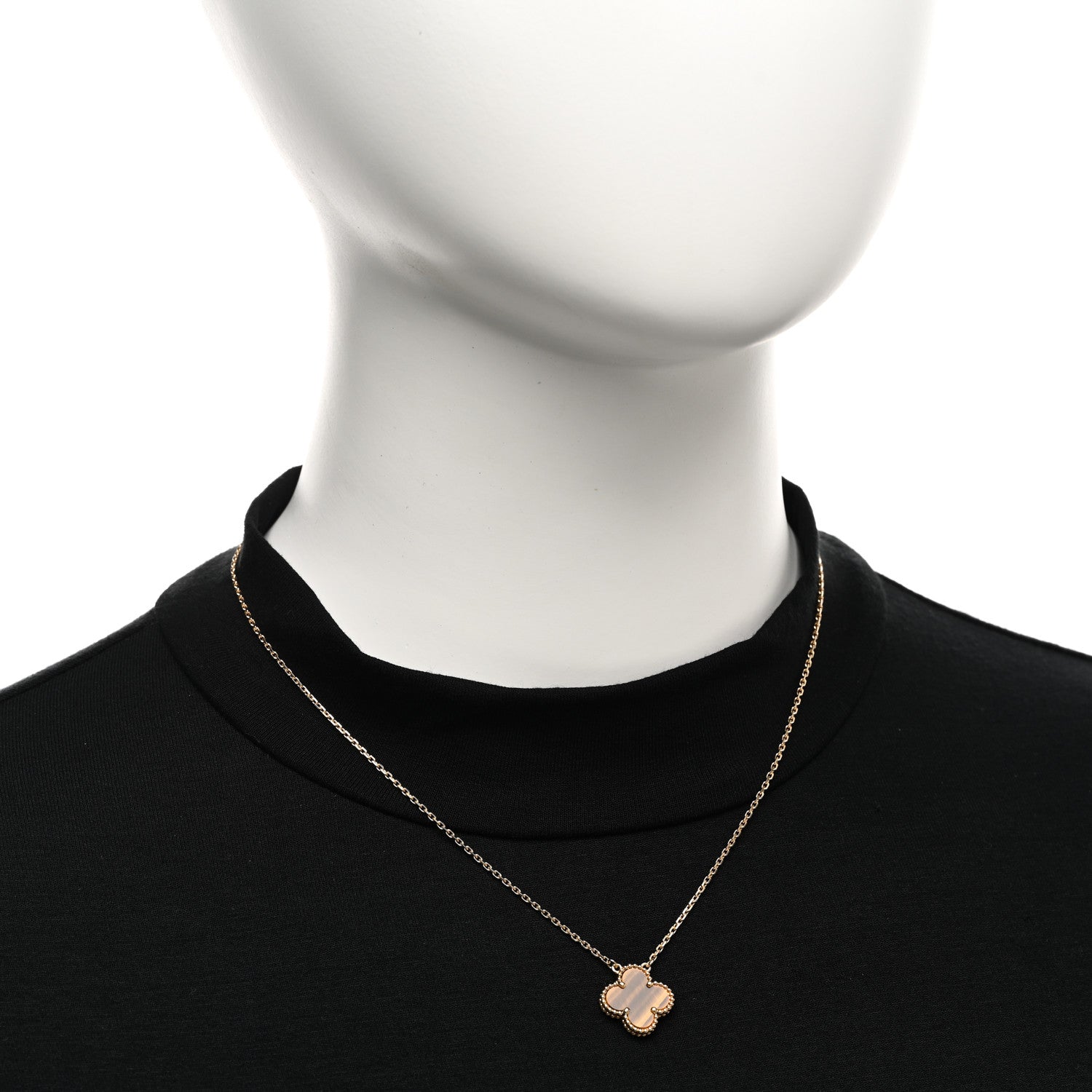 Van Cleef & Arpels 18K Yellow Gold Tiger Eye Vintage Alhambra Pendant Necklace 2 of 5