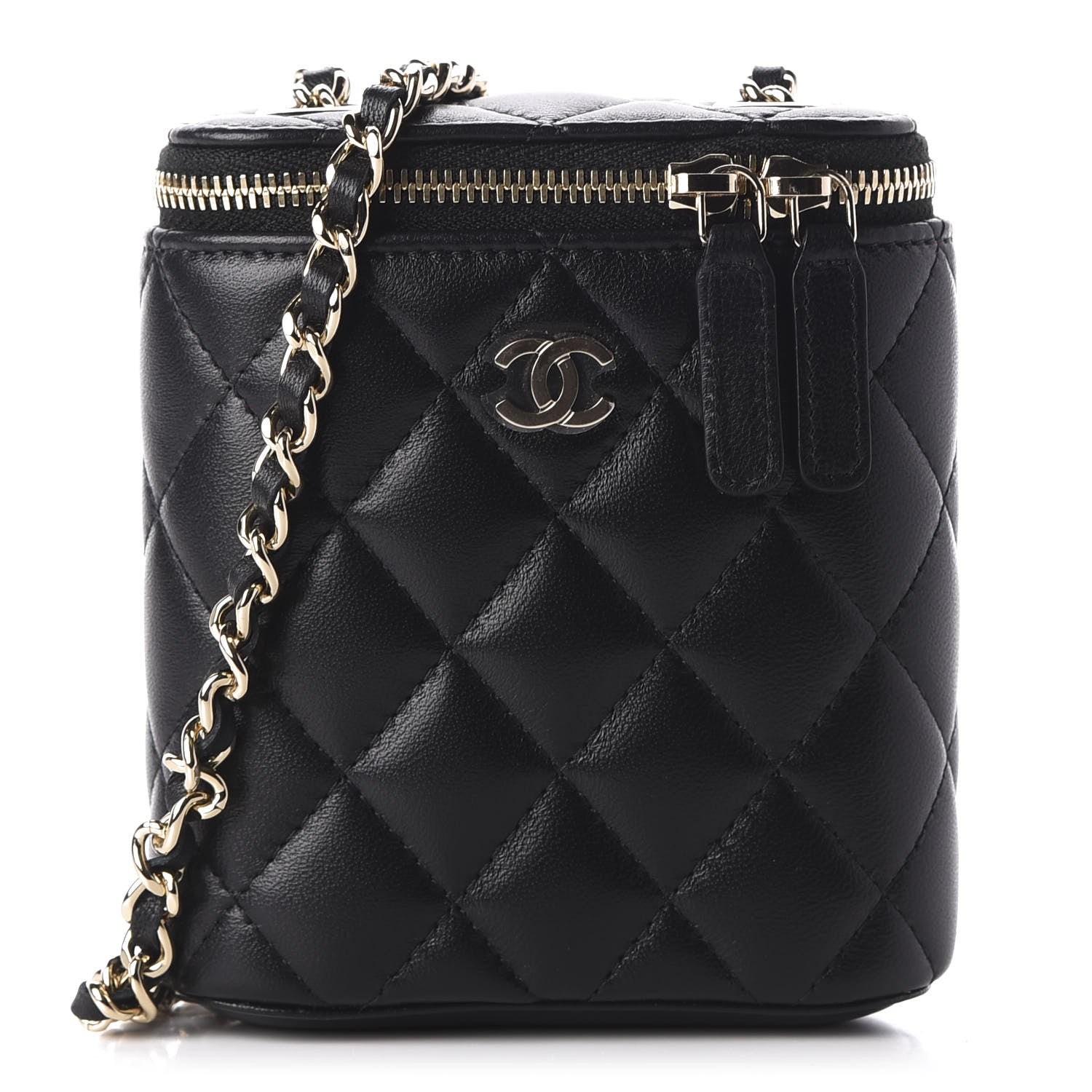 Chanel Lambskin Quilted Small Vertical Coco Beauty Vanity Case With Chain Black 1 of 10