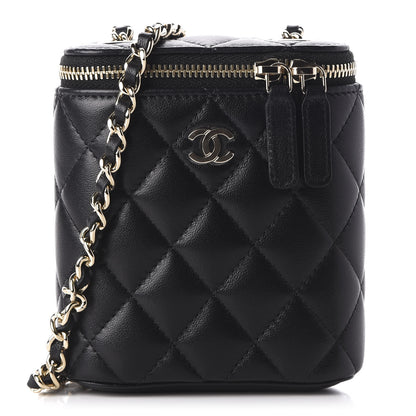 Chanel Lambskin Quilted Small Vertical Coco Beauty Vanity Case With Chain Black 1 of 10