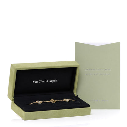 Van Cleef & Arpels 18K Yellow Gold Diamond 5 Motifs Guilloche Vintage Alhambra Bracelet 7 of 7