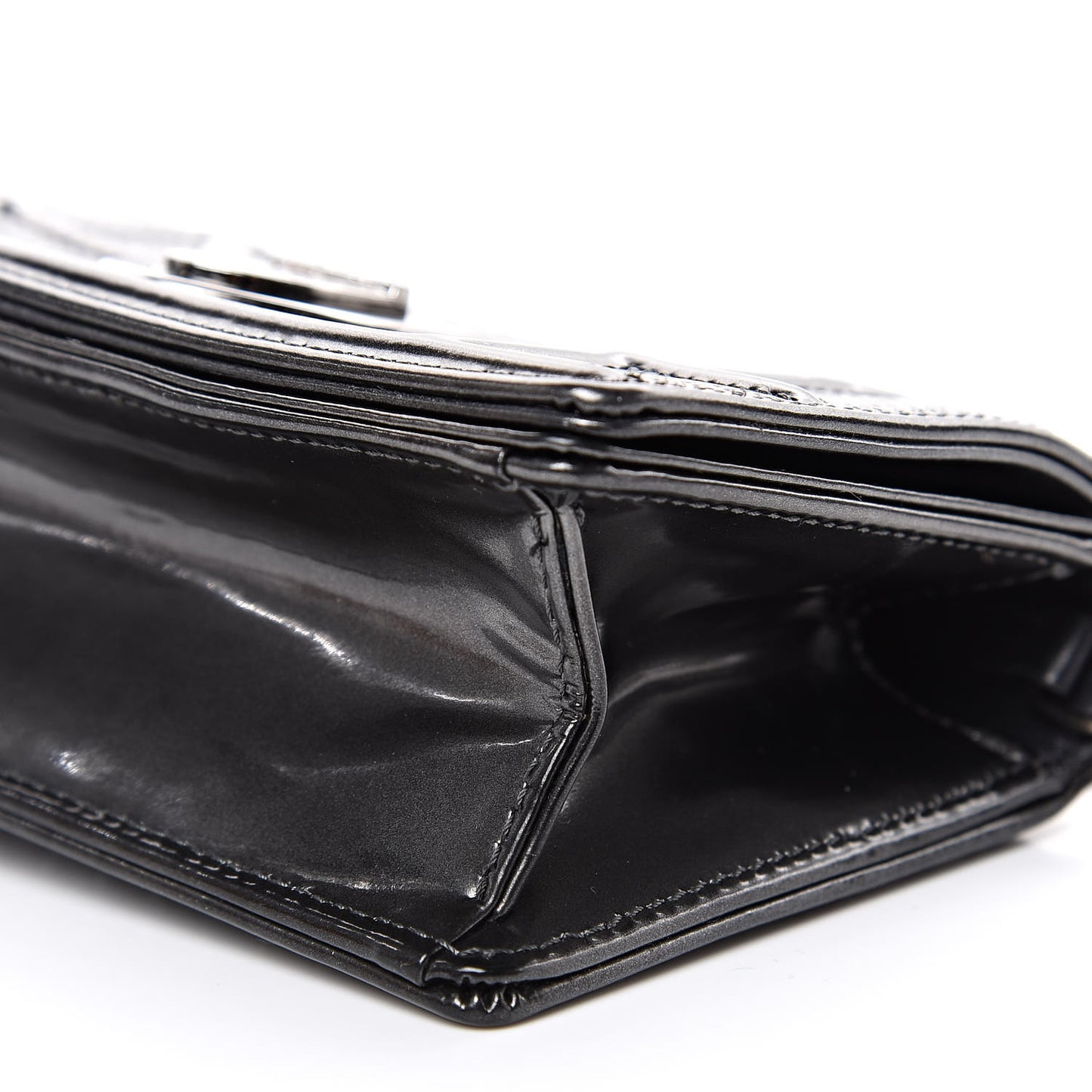 Metallic Patent Micro-Cannage Baby Diorama Flap Bag Graphite