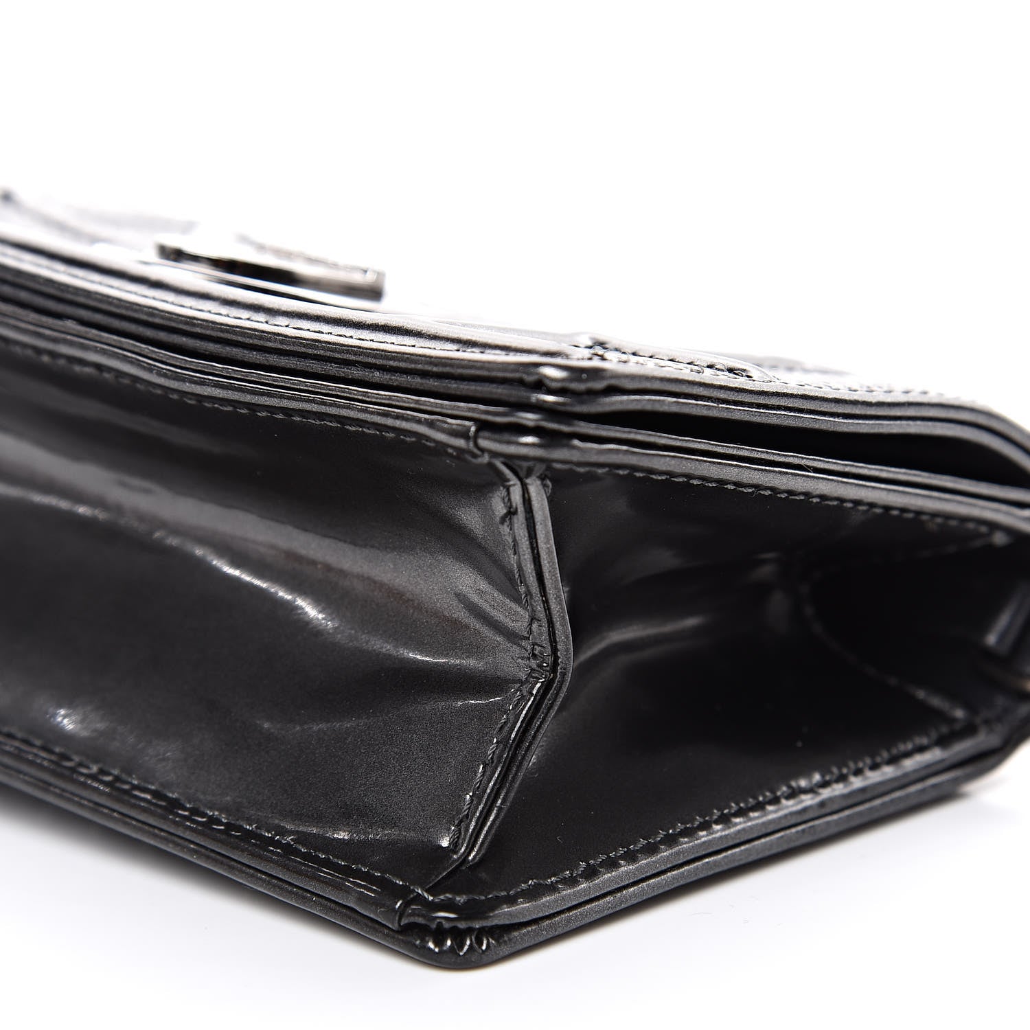 Christian Dior Metallic Patent Micro-Cannage Baby Diorama Flap Bag Graphite 7 of 8