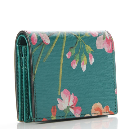 Gucci Shangai Calfskin Blooms Print Card Case Wallet Clear Bright Emerald Multicolor 3 of 7