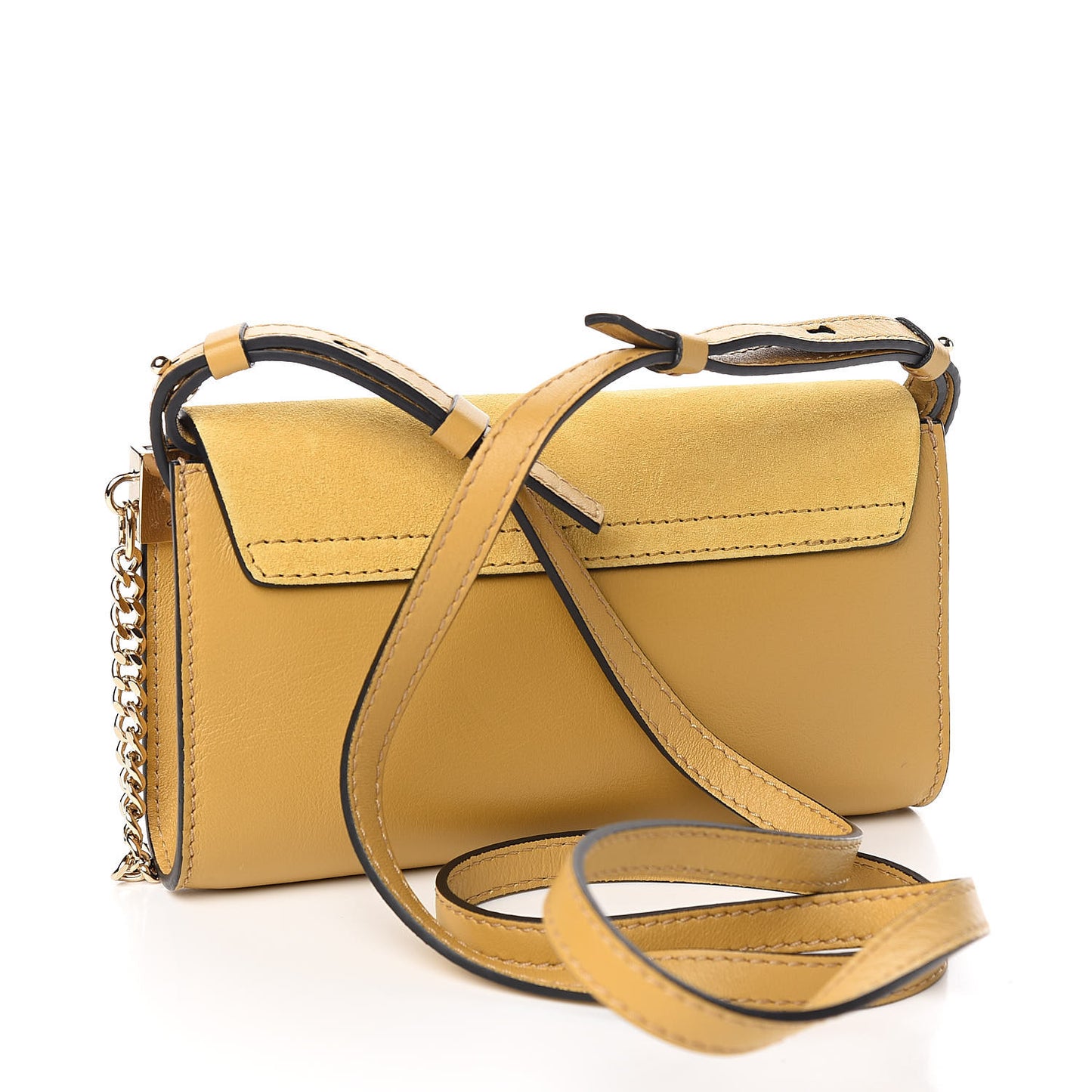 Suede Calfskin Mini Faye Shoulder Bag Dusty Yellow