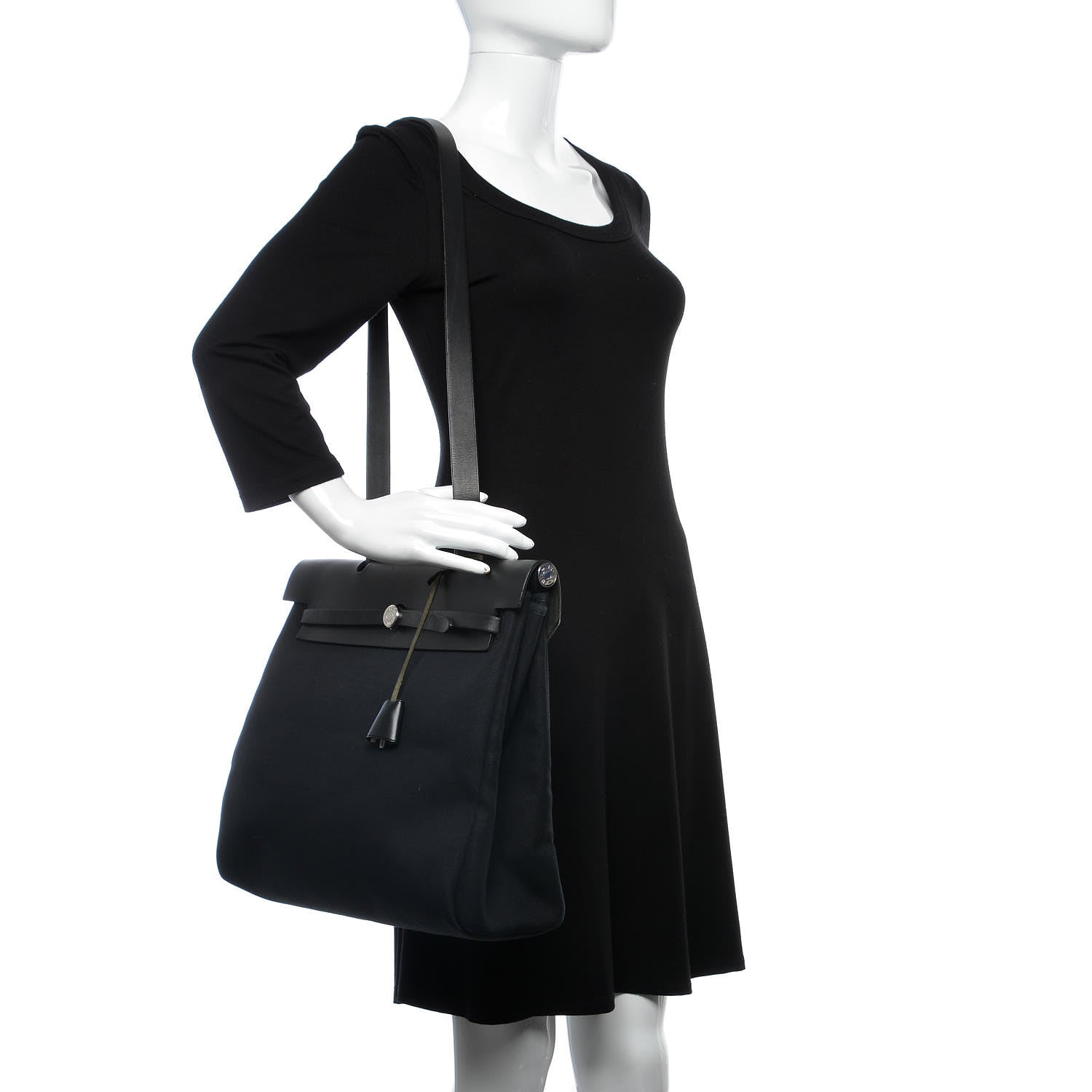 Hermes Toile Vache Calfskin Herbag 39 MM Black 2 of 12