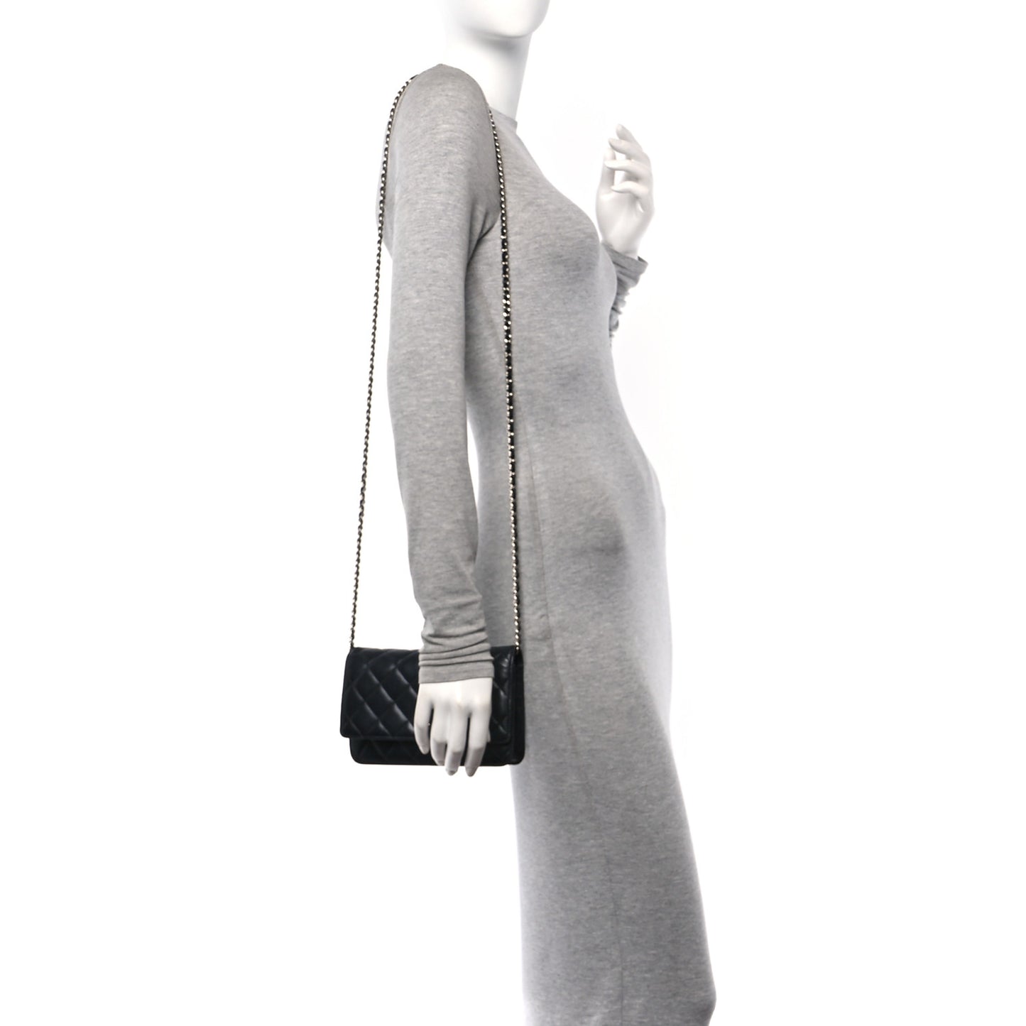 Lambskin Quilted Wallet On Chain WOC Black