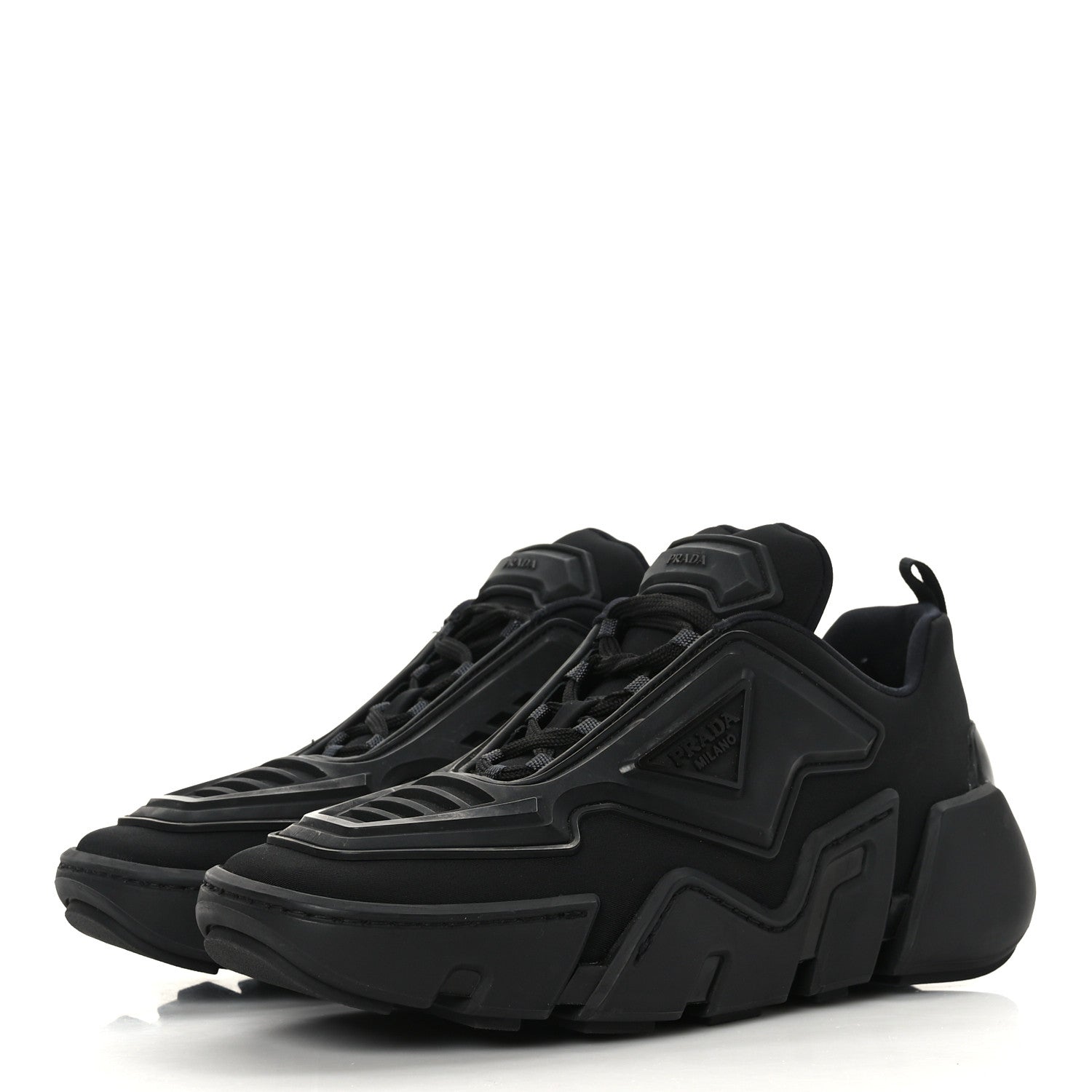 Prada Technical Stretch Fabric Triangle Logo Square Toe 40mm Sneakers 36 Black 3 of 7