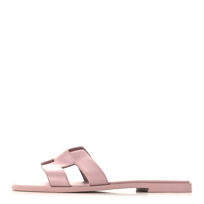 Hermes Calfskin Oran Sandals 37 Rose Cancan 1 of 9