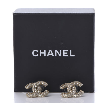 Chanel Crystal Timeless CC Earrings Light Gold 7 of 8