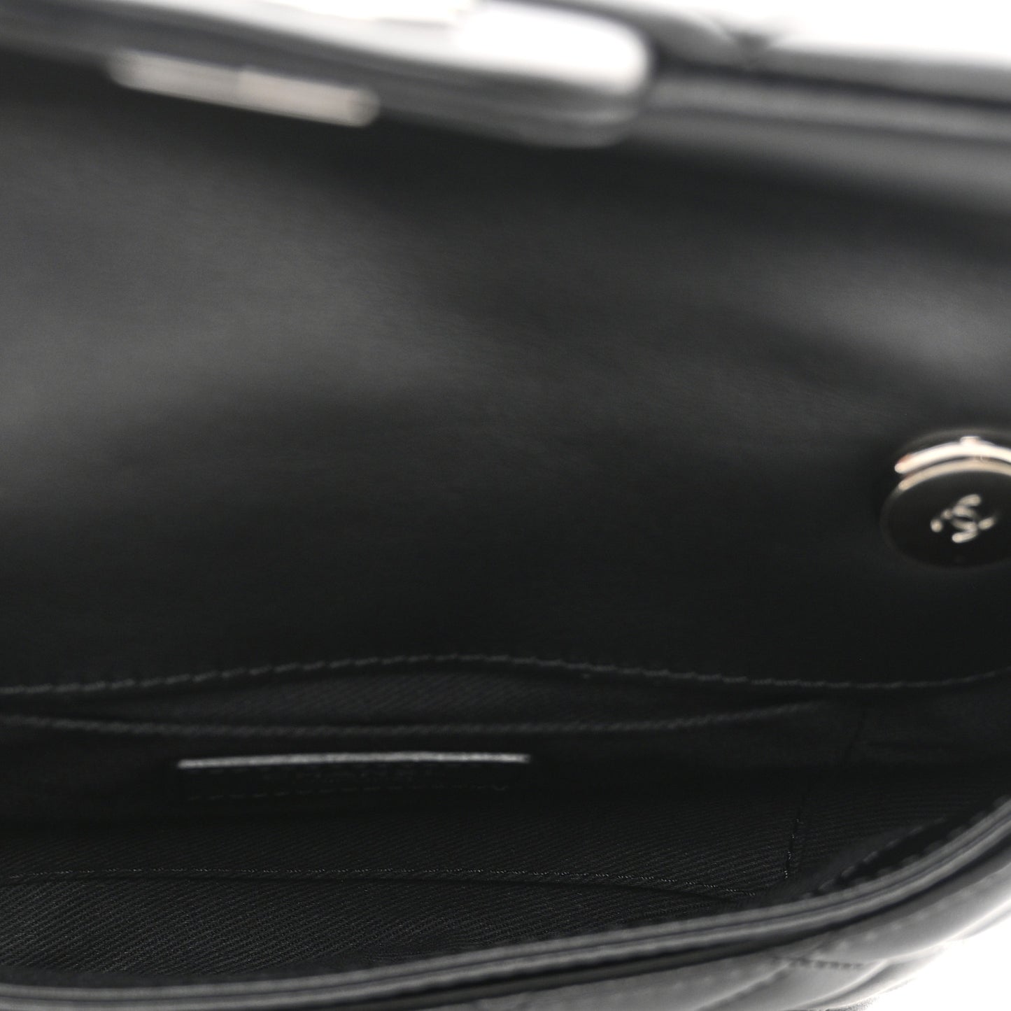 Calfskin Quilted CC Uniform Flap Belt Bag Black
