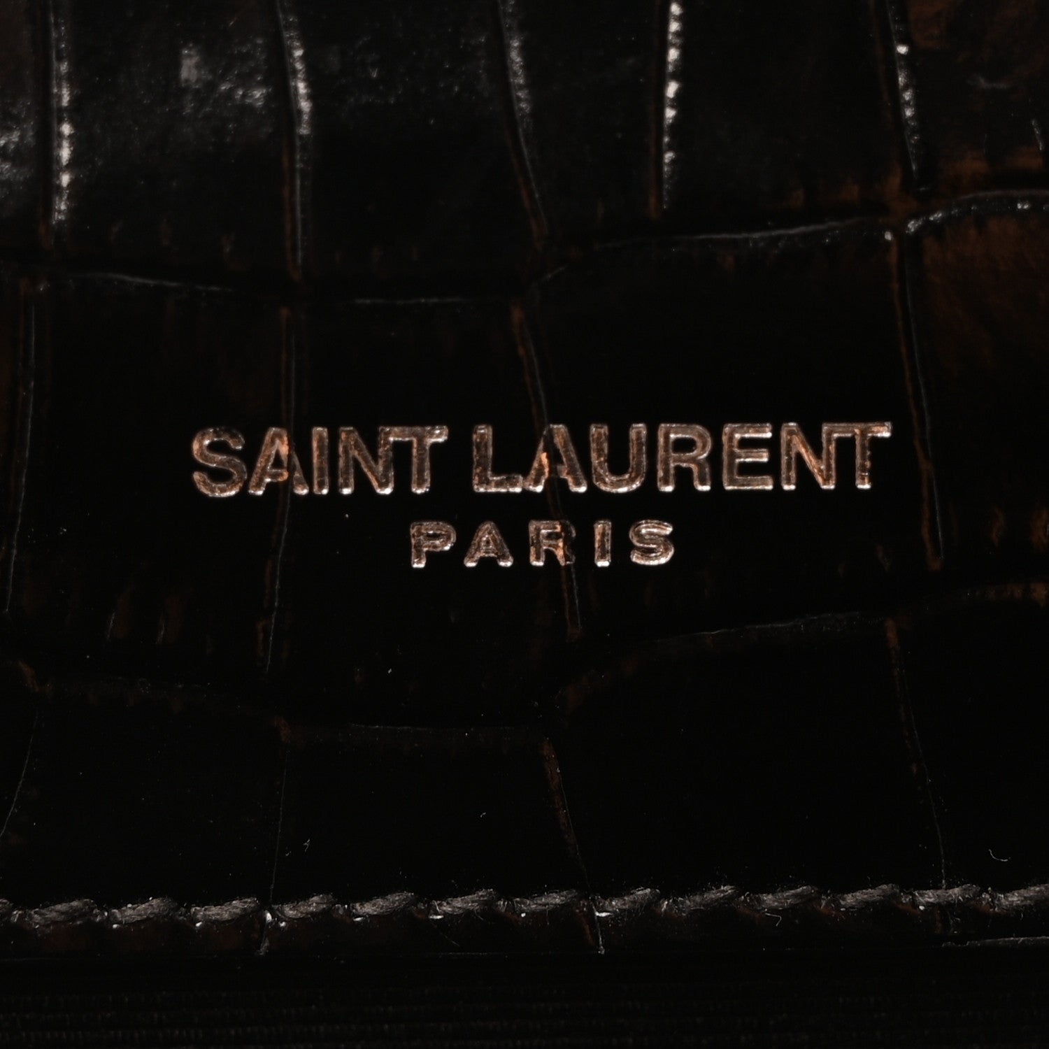 Saint Laurent Calfskin Crocodile Embossed Medium Classic Monogram Kate Tassel Satchel Black 6 of 10