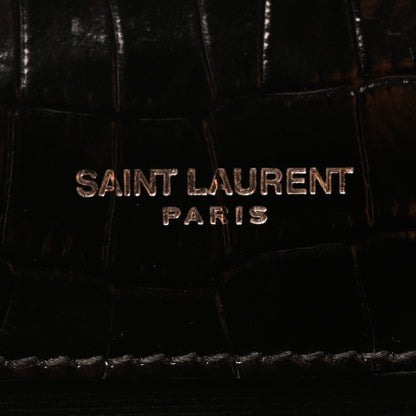 Saint Laurent Calfskin Crocodile Embossed Medium Classic Monogram Kate Tassel Satchel Black 6 of 10