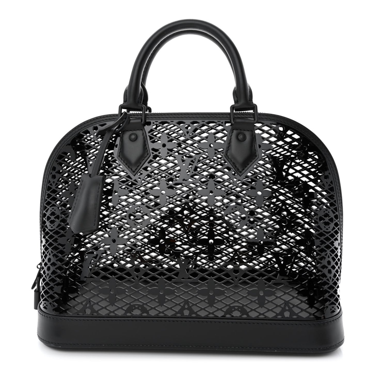Patent Calfskin Laced Monogram Alma PM Black