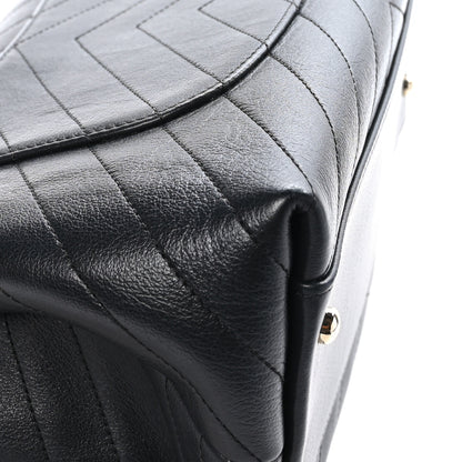 Chanel Grained Calfskin Chevron Stitched Medium Chic Top Handle Flap Black 11 of 12