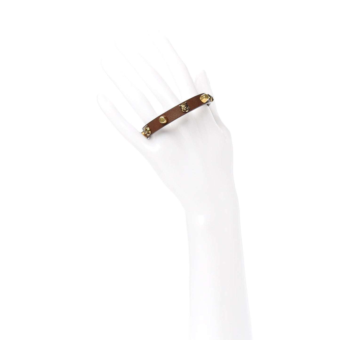 Calfskin Feline Heads Bracelet Brown