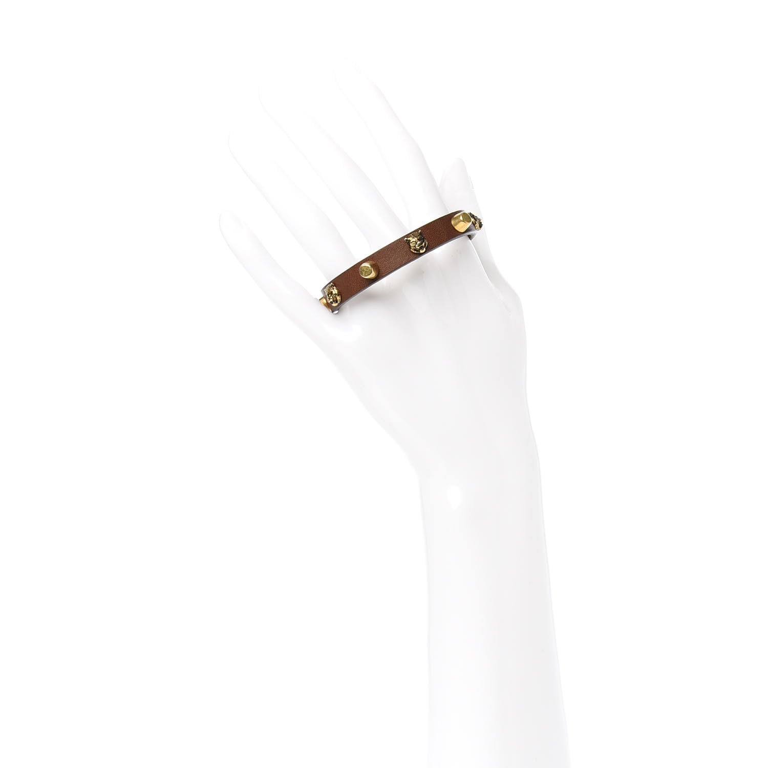 Gucci Calfskin Feline Heads Bracelet Brown 2 of 5