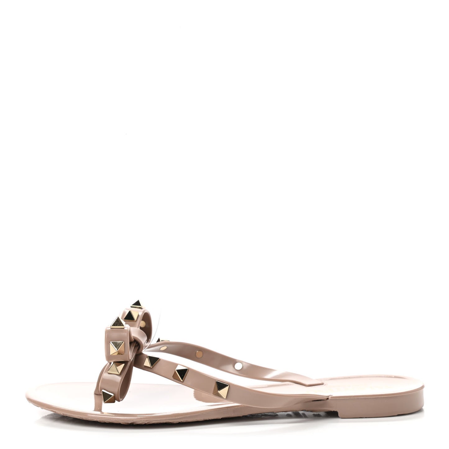 PVC Jelly Rockstud Bow Thong Sandals 35 Poudre