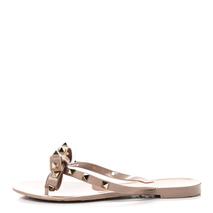 Valentino Garavani PVC Jelly Rockstud Bow Thong Sandals 35 Poudre 1 of 7