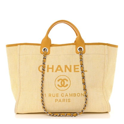 Chanel Woven Straw Raffia Large Deauville Tote Yellow 1 of 12