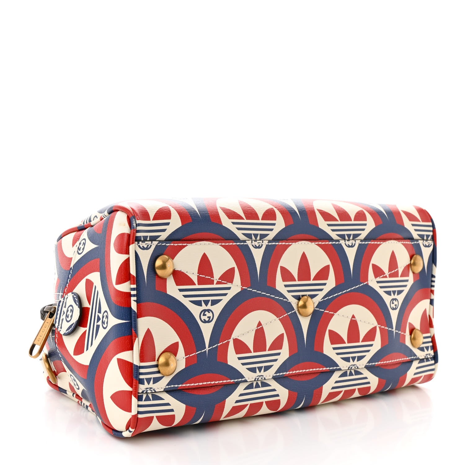 Gucci X ADIDAS Shangai Calfskin Web Trefoil Interlocking G Mini Duffle Bag Red White Blue 4 of 11