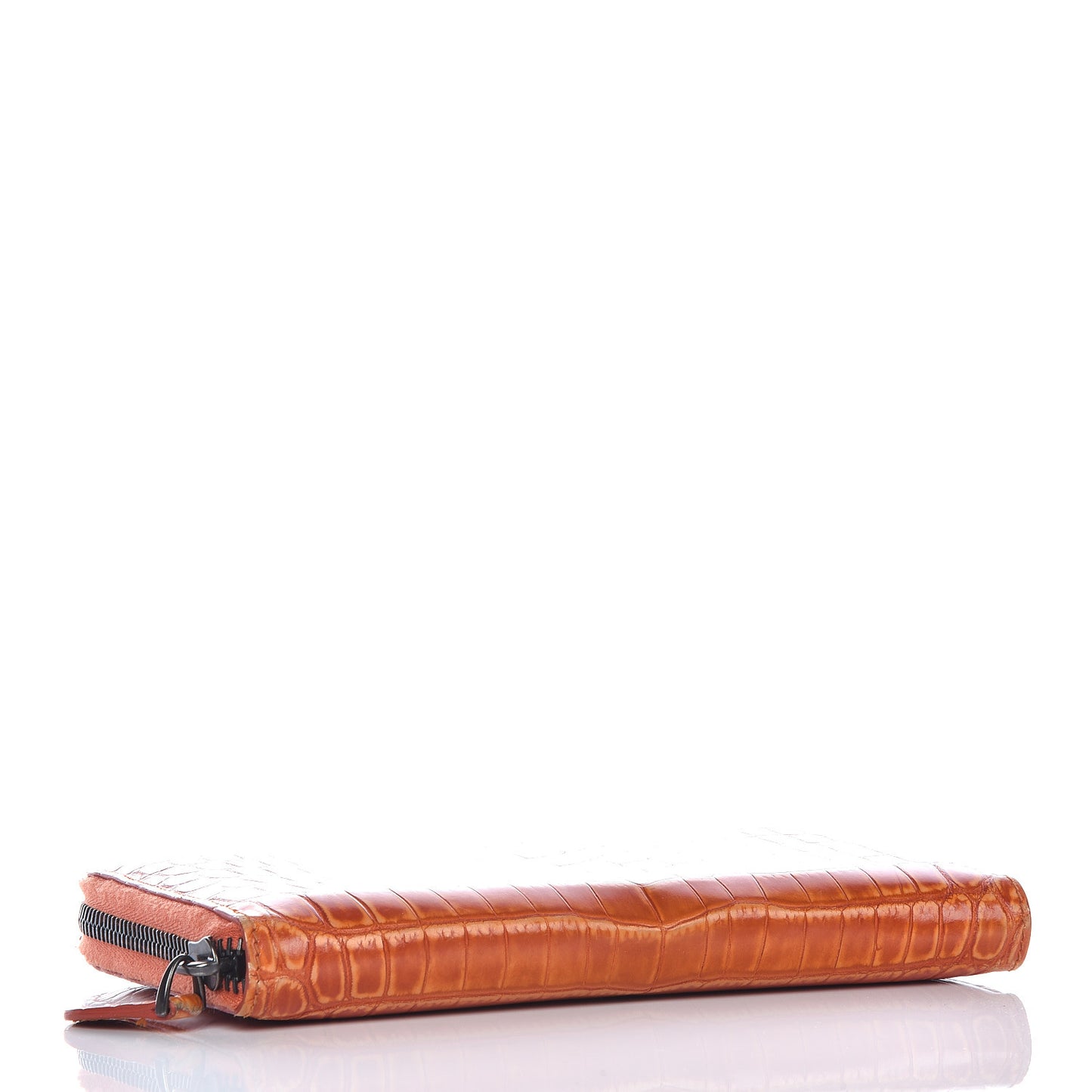 Shiny Crocodile Zip Around Wallet Orange